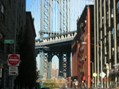 Vista del ponte di Brooklyn e dell'Empire State Building da Brooklyn
